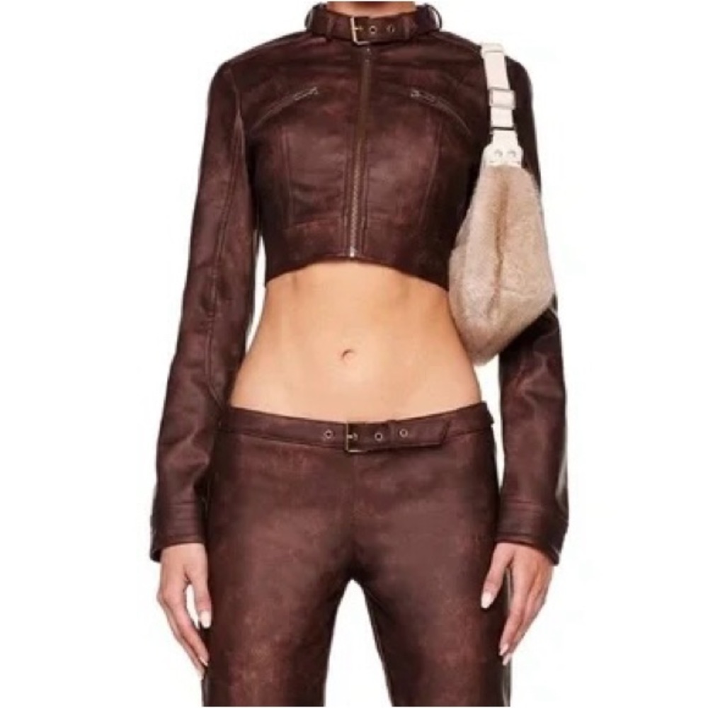 I.AM.GIA AROX JACKET Dark Brown faux leather Jacket size XXS SOLD OUT IN STORES